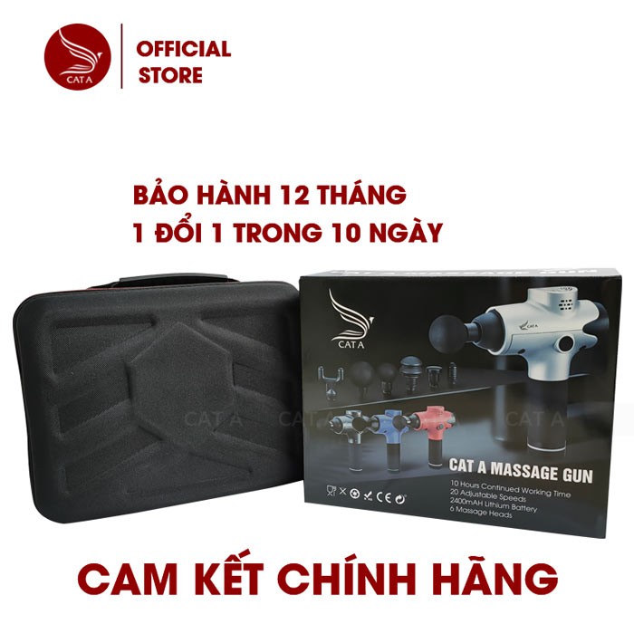 Súng Massage cầm tay cao cấp Cát Á EM003 - 20 Mức độ rung, 6 đầu trị liệu - Trị đau nhức, giảm căng cơ [ BH 12 tháng ]