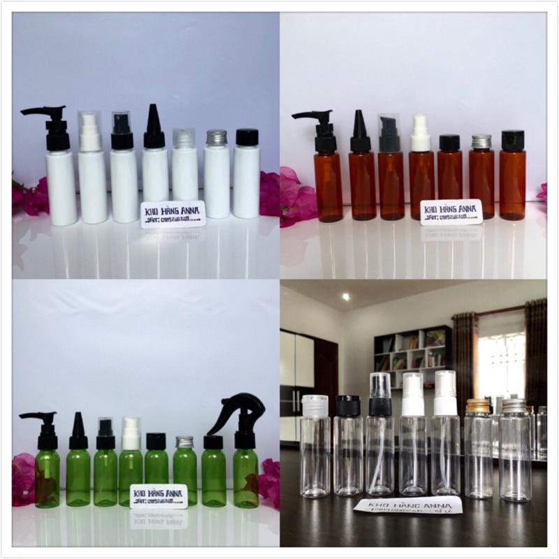 Lọ 30ML CHAI NHỰA NHỎ CHIẾT MĨ PHẨM trong / Nâu / trắng / xanh - Bình nhựa nhỏ xịt sương, xịt giọt CHIẾT NƯỚC HOA