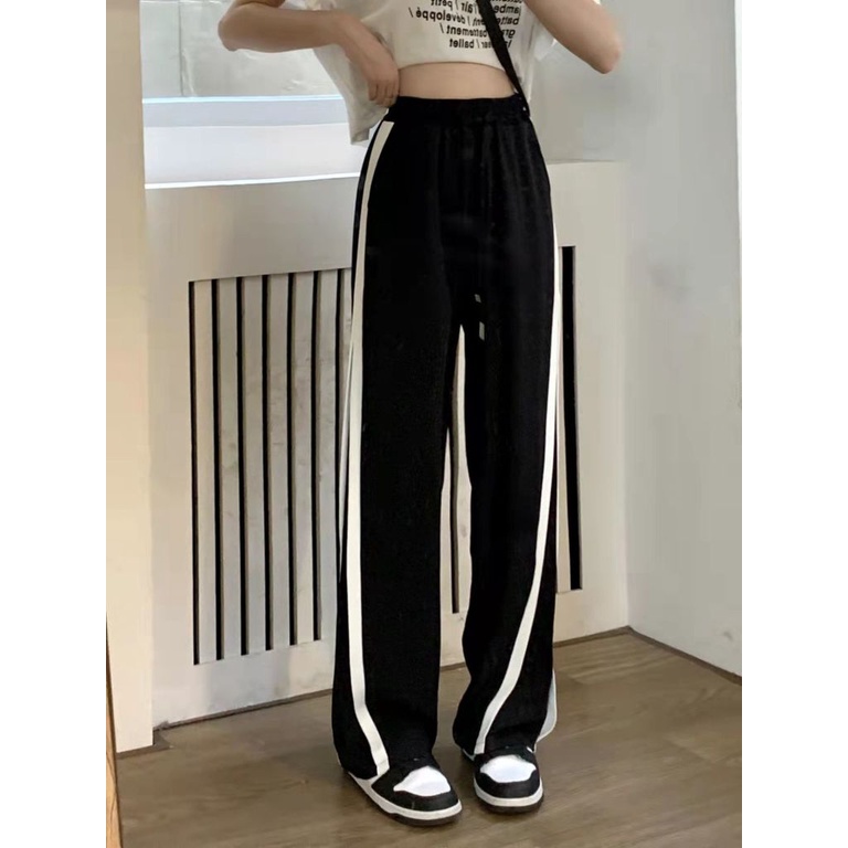 Quần Thể Thao Mỏng Lưng Cao Ống Rộng Dáng Suông Dễ Thương