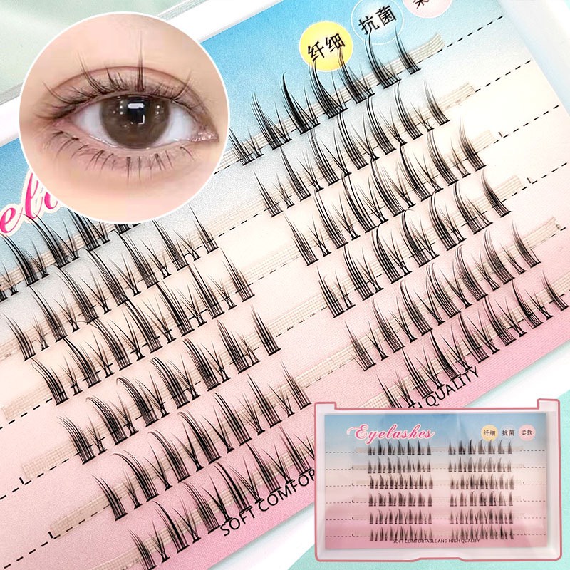 Bộ 156 Cụm Lông Mi Giả Sợi Tách Riêng dài ngắn xen kẽ cánh nhỏ tự nhiên sợi mảnh