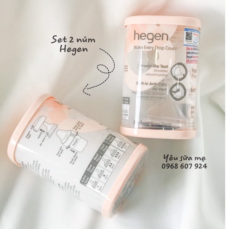Núm ti Hegen siêu mềm cho bé đủ size từ 0 tháng đến 2 tuổi