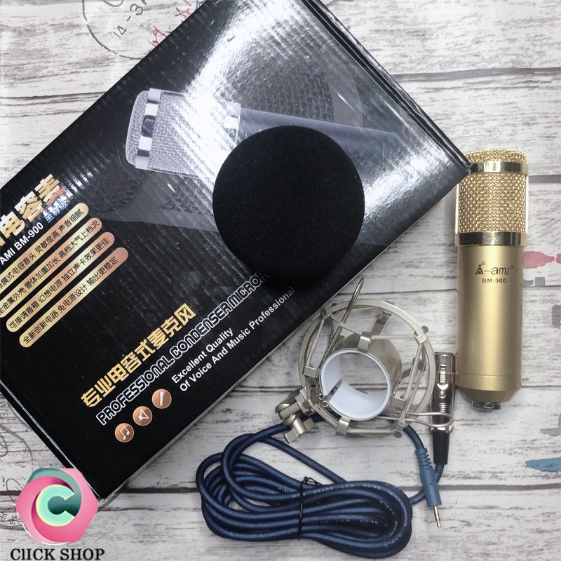 Combo Sound card h9 có bluetooth mic thu âm BM900 Ami chân màng dây livestream MA2