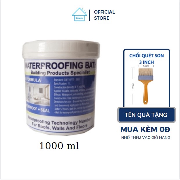 Sơn chống thấm trong suốt tường, trần nhà, bể cá 1000ml.- DOCONU . [CAM KẾT BẢO HÀNH 1 ĐỔI 1]