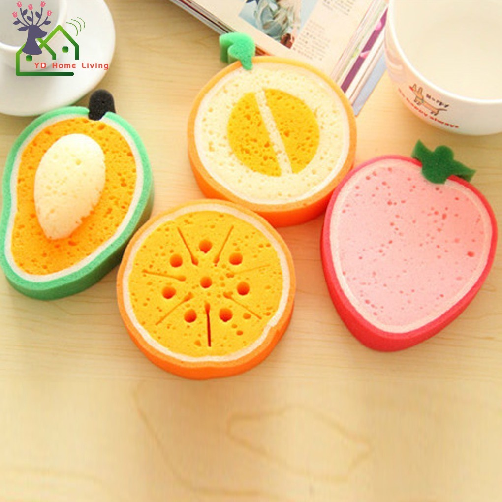 YK Rửa chén bát Miếng Bọt Biển Rửa Chén Tạo Hình Trái Cây Nhiều Màu Sắc Dễ Thương Tiện Dụng