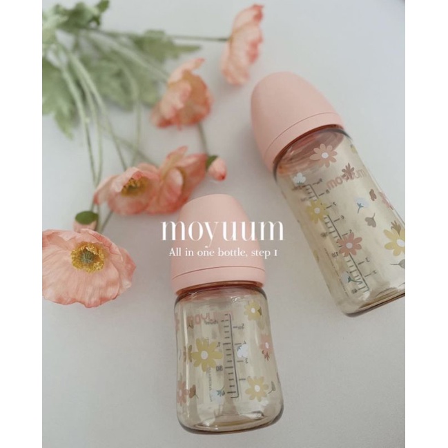 Bình sữa Moyuum hoa cúc, Moyuum hồng, Moyuum Daisy 170ml 270ml tùy chọn size núm