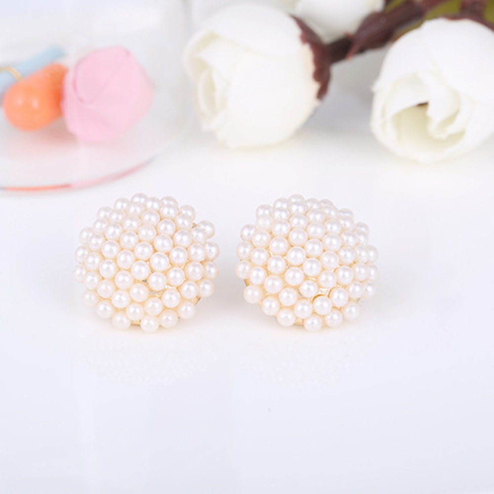 Khuyên kẹp vành tai đính ngọc trai nhân tạo hình tròn không xỏ lỗ cho nữ