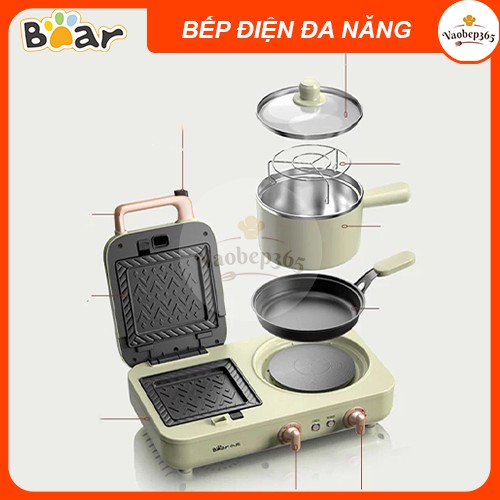 [Hàng chính hãng] Bếp điện đa năng Bear 3 trong 1 loại 1 sandwich Nướng, Chiên, Xào bảo hành 6 tháng