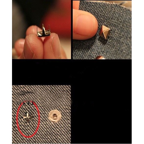 Đinh Tán Kim Tự Tháp Đồng 4 Chấu Nhiều Kích Cỡ Cho Quần Áo Da Thủ Công