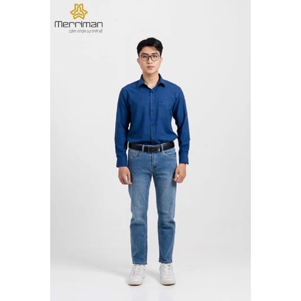 Áo sơ mi dài tay công sở THMOL407 cao cấp thương hiệu Merriman chất liệu 100% Nano