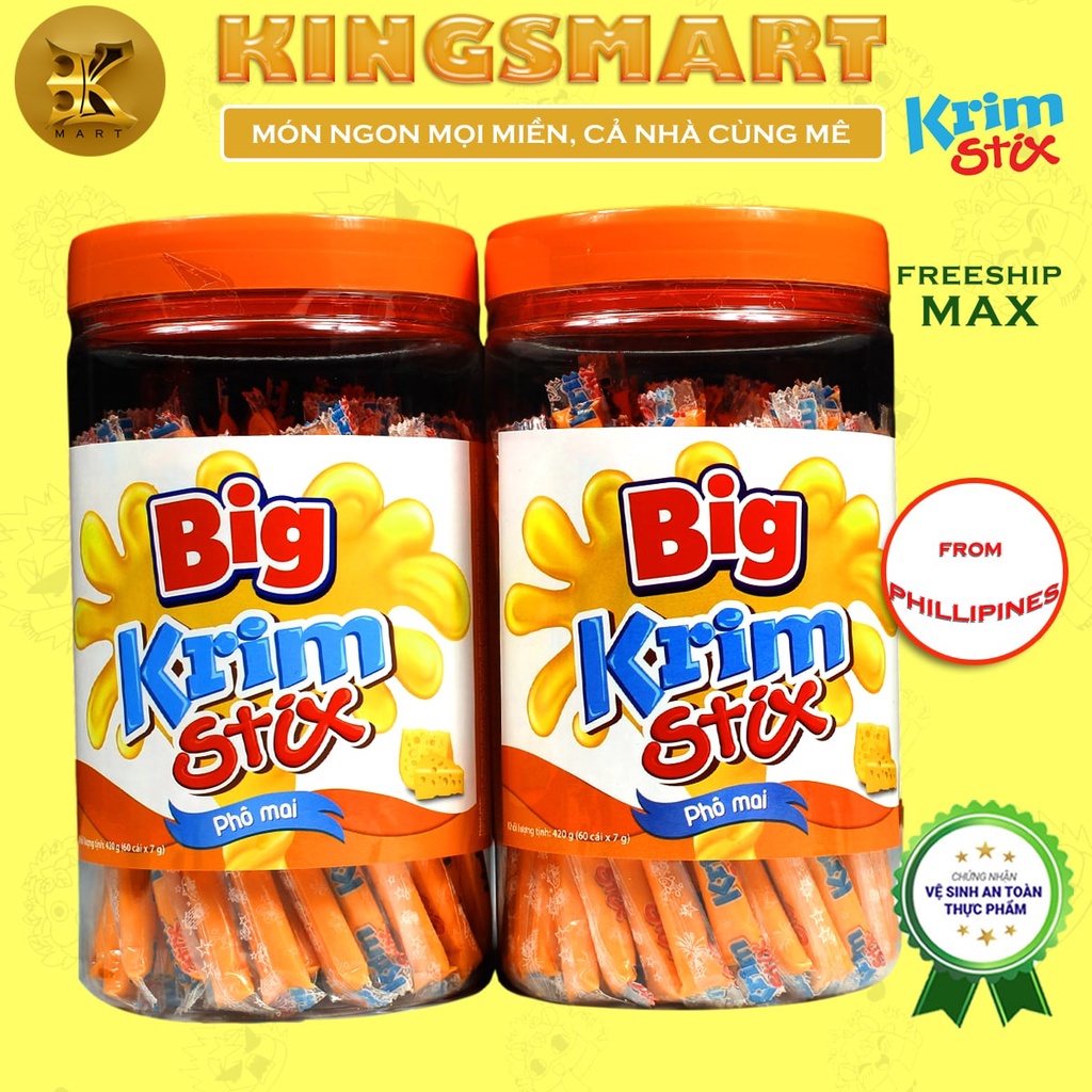 Kẹo phô mai tan chảy dạng que BIG KRIM STIX (Hũ 60 que/ 420G)