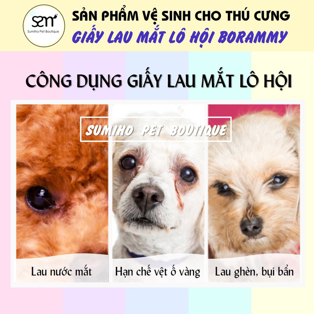 Khăn giấy lau mắt cho chó mèo chiết xuất lô hội (Hộp 130 miếng) phụ kiện cho chó mèo