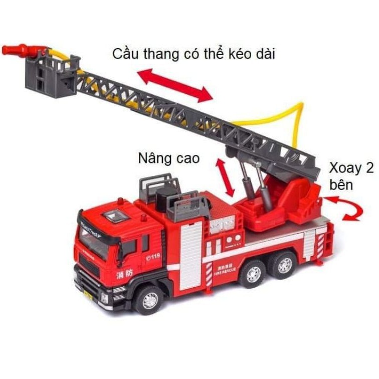 ĐỒ CHƠI XE CỨU HOẢ PHUN NƯỚC HỘP KIM TỈ LỆ 1:50