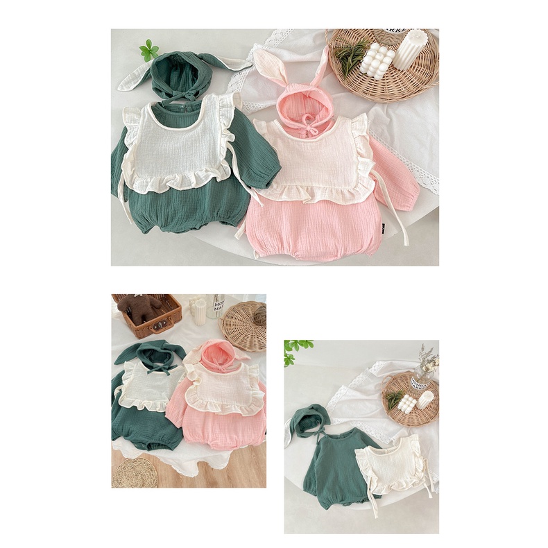 Bộ Áo Liền Quần Hình Thỏ Dễ Thương Thân Thiện Với Da Thời Trang Xuân Thu Cho Bé Gái