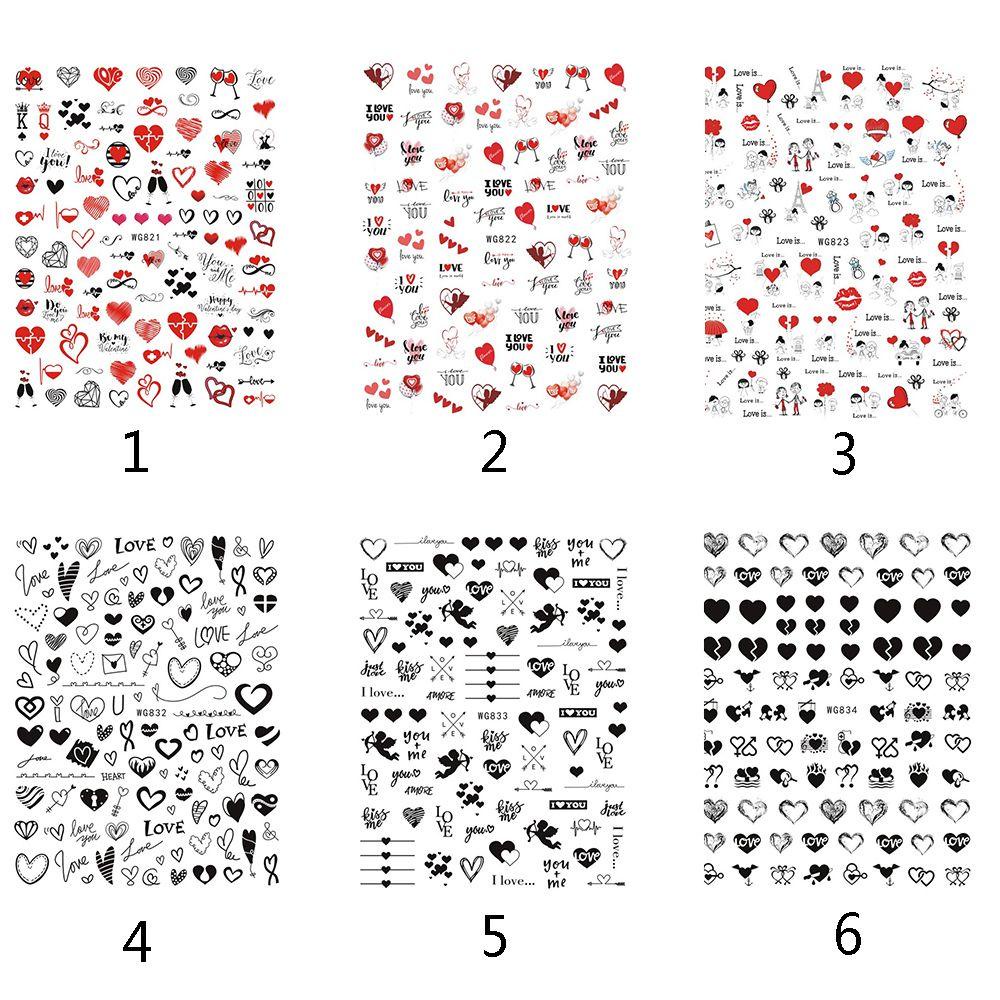 .Miếng Dán Trang Trí Móng Tay Tự Dính Họa Tiết Trái Tim Lãng Mạn