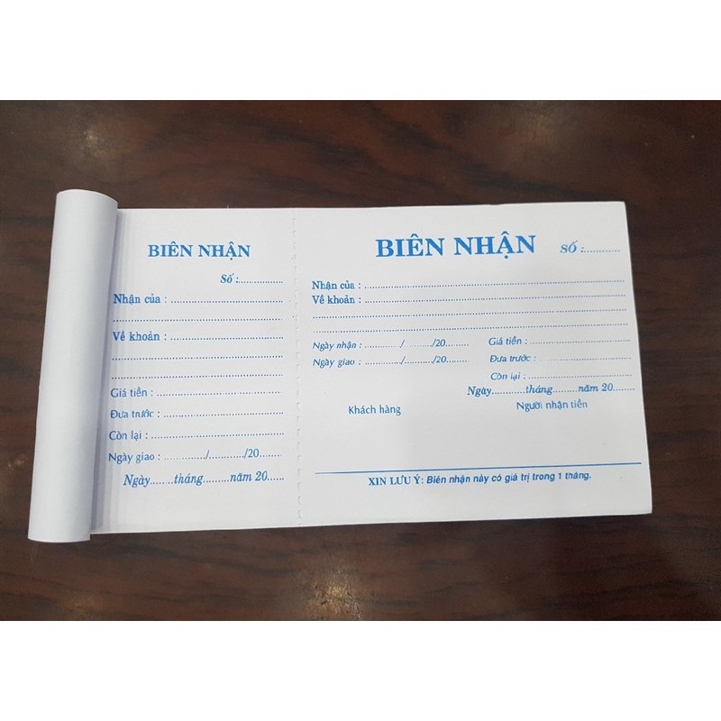 Biên nhận 1 Liên 10 x 19 cm 45 Tờ