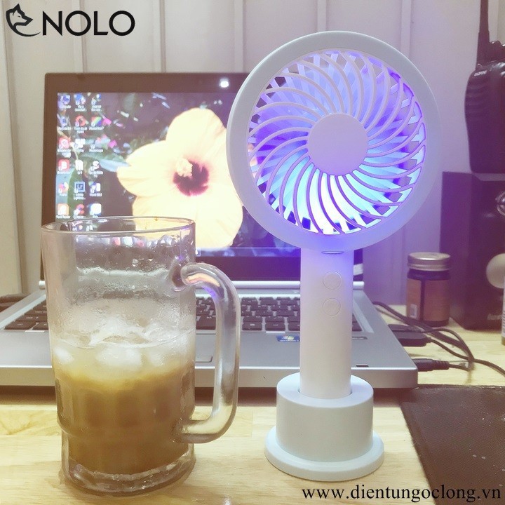 Quạt Cầm Tay Có Đèn Led Model T660 4 Cánh Pin Sạc Có Đế Để Bàn | BigBuy360 - bigbuy360.vn
