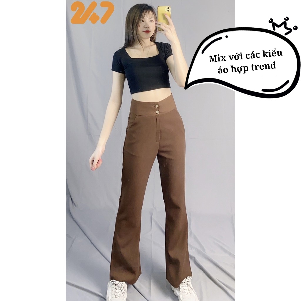 Quần Loe Cạp Cao Suông Dài 100cm Q501