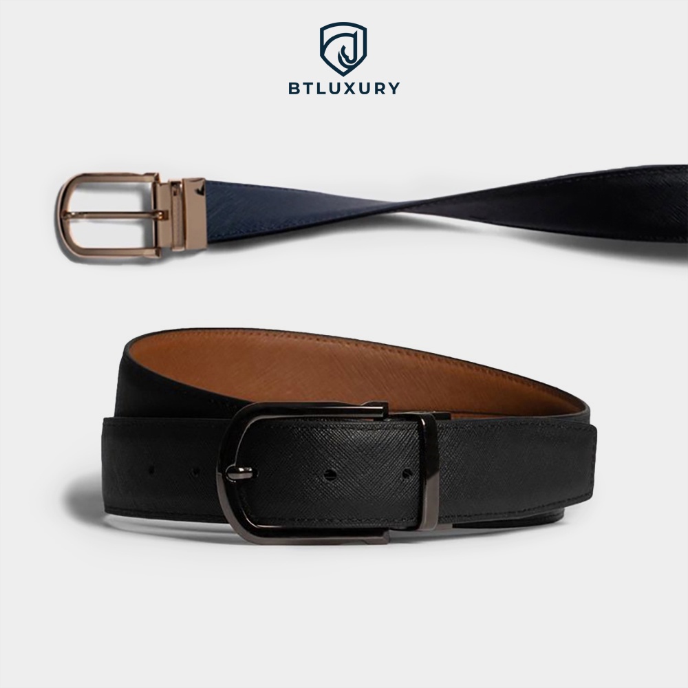 Thắt Lưng Da MERCURY mặt xoay chiều, mặt khóa nguyên khối sơn tĩnh điện, dây saffiano cao cấp Thương Hiệu BTLUXURY