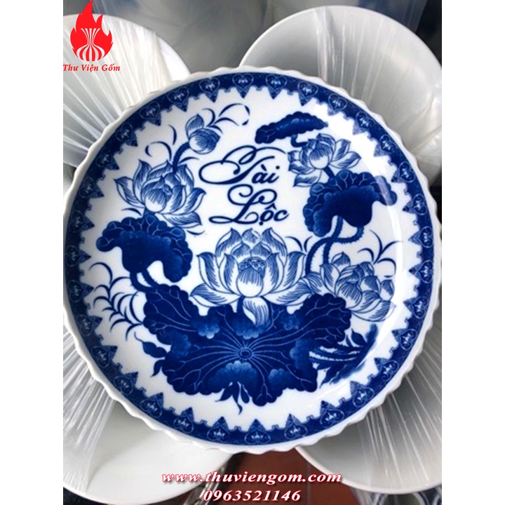 Mâm bồng & Đĩa vẽ sen chuẩn Bát Tràng