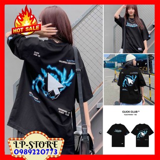 [Tặng Quà] Áo Thun Tay Lỡ Unisex - Áo Thun Nam Nữ Form Rộng CLICK Siêu Hot - LP.STORE