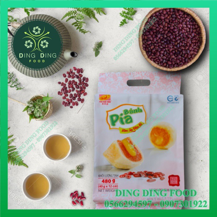 Bánh Pía Mini Kim Sa Đậu Đỏ Trứng 480g [12 BÁNH] Tân Huê Viên| Pía Kim Sa| Ăn Vặt| Pía Không Sầu Riêng - DING DING FOOD