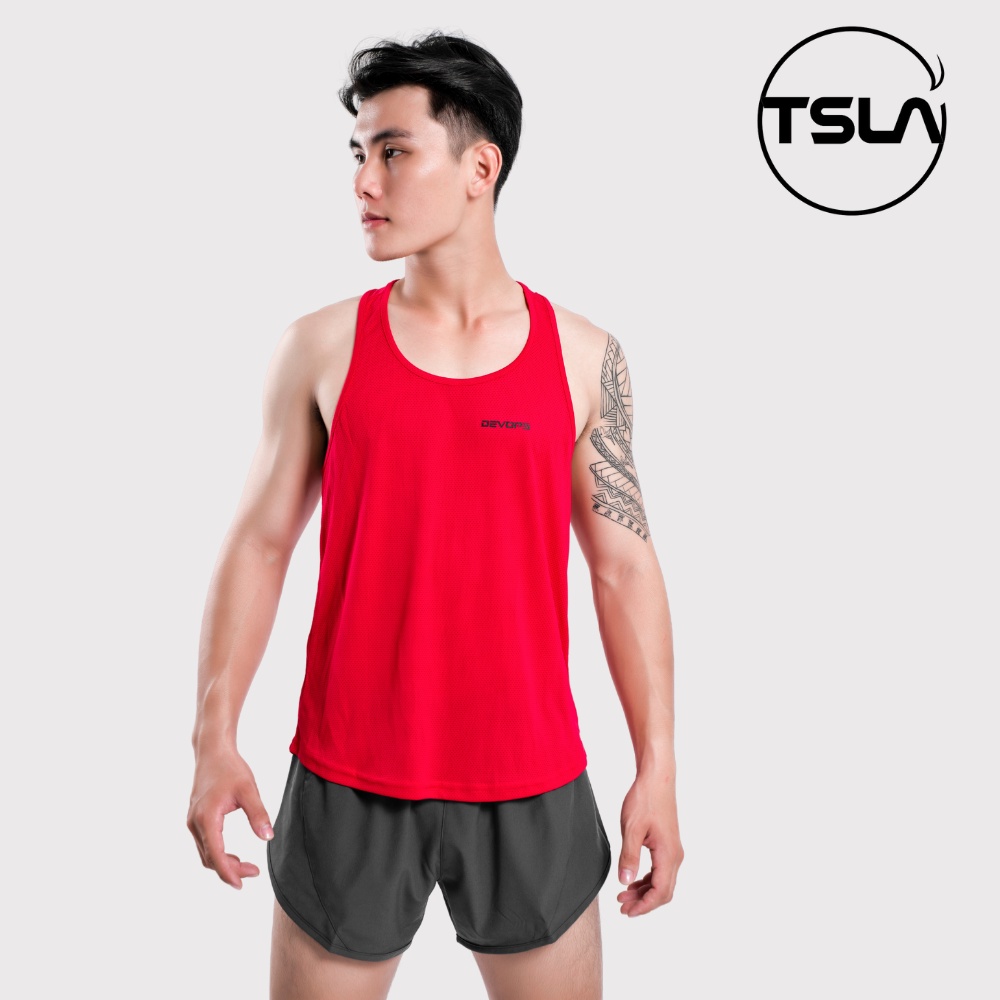 Áo thể thao ba lỗ nam Devops form rộng dạng lưới nhanh khô thoáng phù hợp mặc tập gym work out yoga TSLA DEH1004