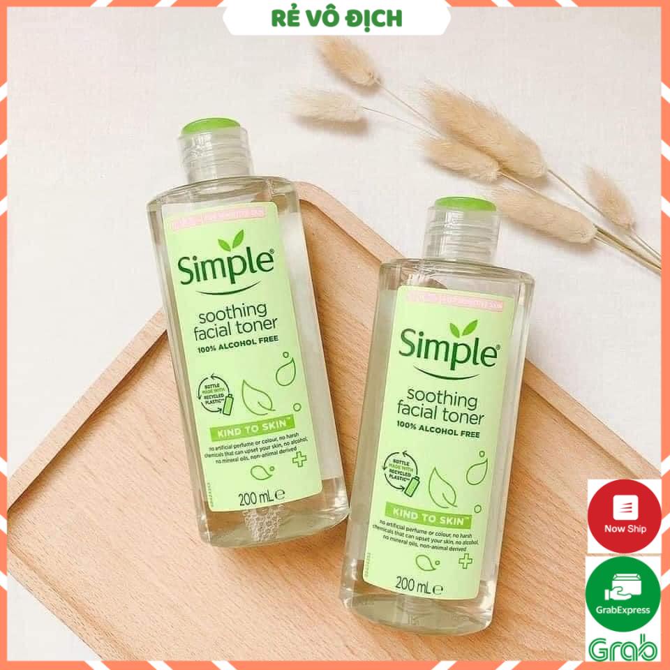 Nước Hoa Hồng Nhẹ Dịu Da Nhạy Cảm Simple Soothing Facial Toner 200ml - PINK BEAUTY