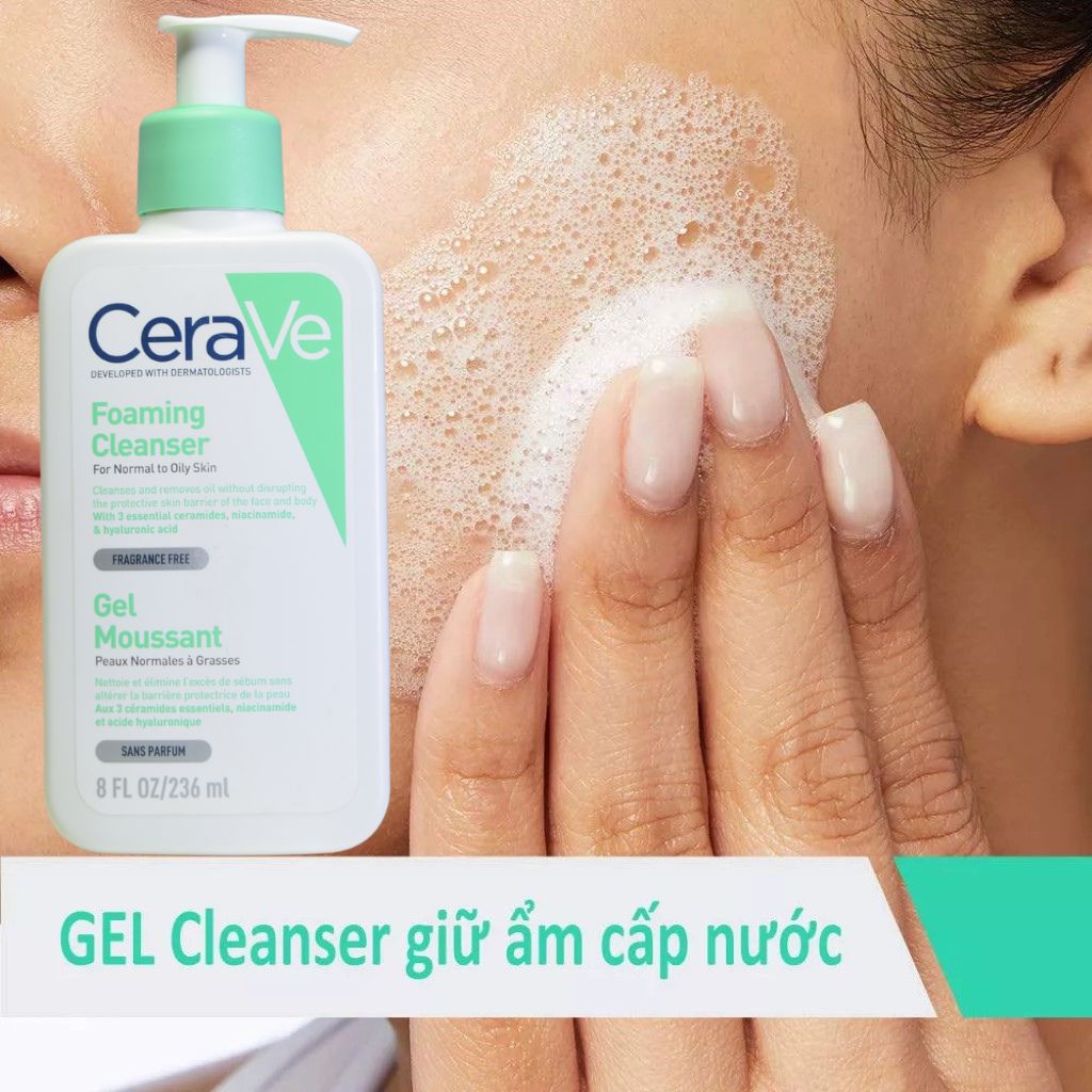 Sữa Rửa Mặt CeraVe Pháp-Làm Sạch Sâu,Dưỡng Ẩm,Làm Trắng ,Chính Hãng