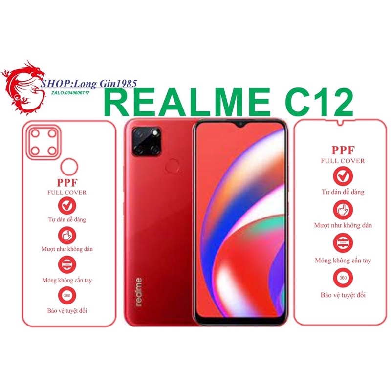 Realme C12 miếng dán trong Ppf mặt sau và mặt trước chống va đập chống trầy xước