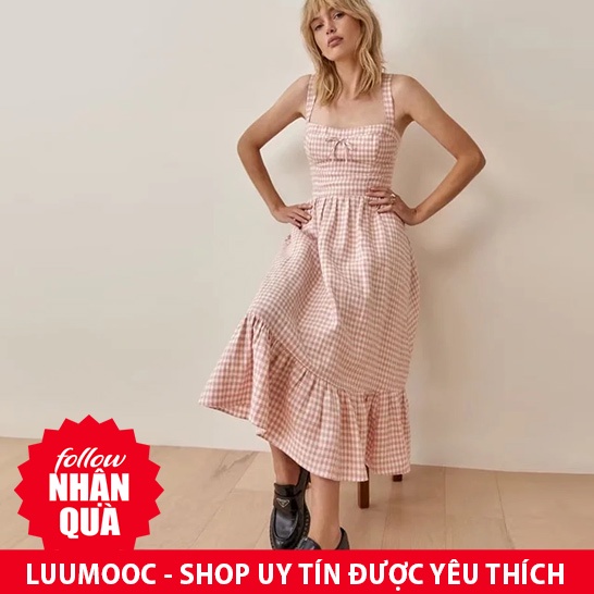 Đầm Zara kẻ karo hồng hai dây xinh xắn DK09HDG62N10
