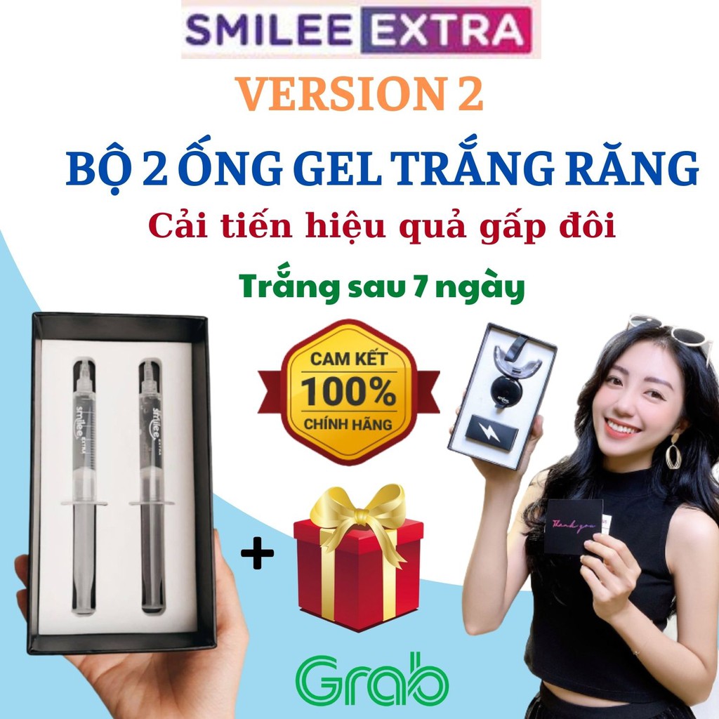 [Tặng 2 quà] Bộ 2 Gel lẻ Smilee Extra Version 2 tẩy trắng răng tại nhà An toàn men răng-Đạt chuẩn quốc tế-ISO:22716-2007