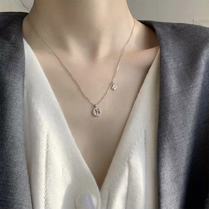 Dây chuyền bạc nữ mặt chữ cái DUYSON SILVER, Vòng cổ Your Name bạc Ý 925 mạ vàng đính đá cao cấp [DCXK17]
