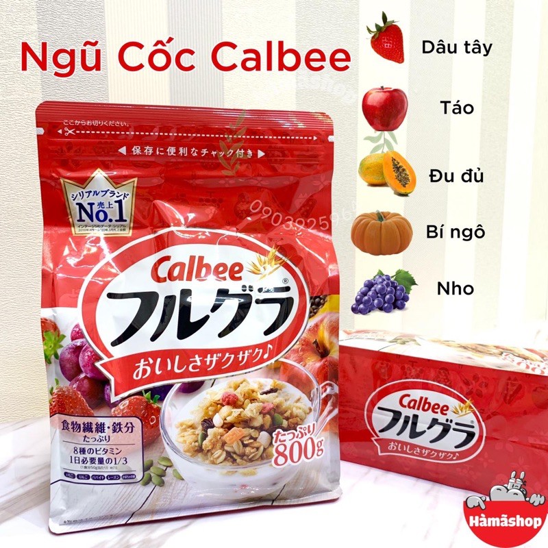 NGŨ CỐC CALBEE ĐỎ 800g ( Date t4/2022 )