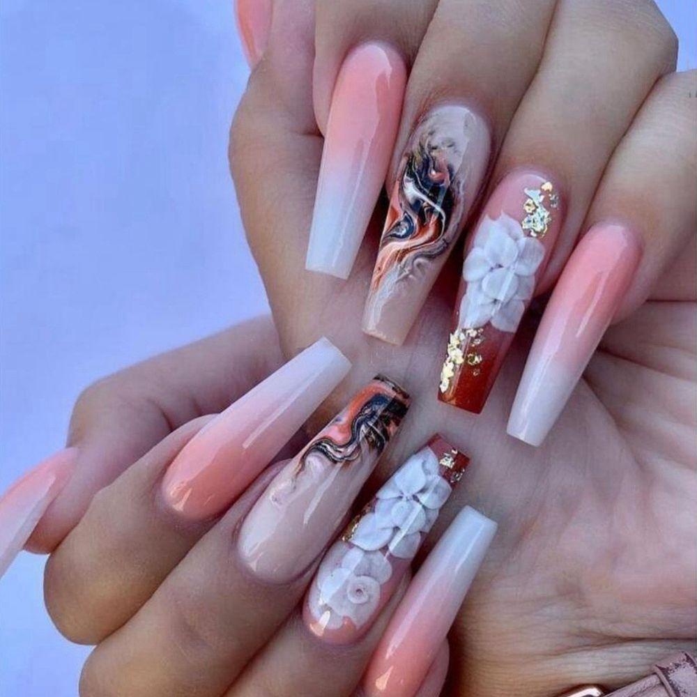 Hộp 24 Bông Hoa Hồng Xinh Xắn|Móng Tay Giả Hình Bướm Xinh Xắn