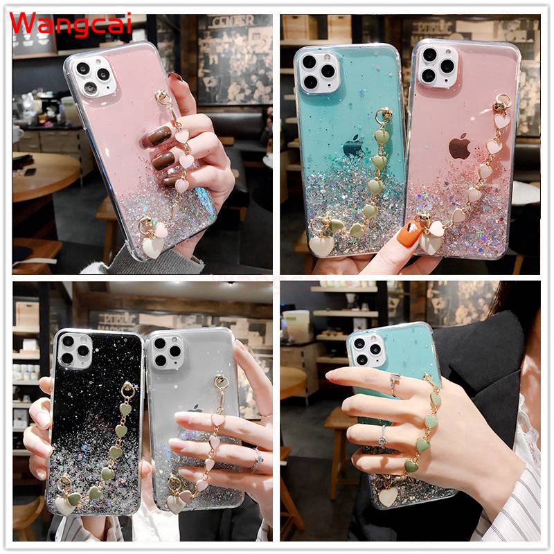 Xiaomi Redmi K30 K20 Pro Note 8T 8 7 Pro 8A 7A 6A 6 Case Epoxy Loving Heart Bracelet Glitter Bling Cute Clear Transparent Soft Case Cover