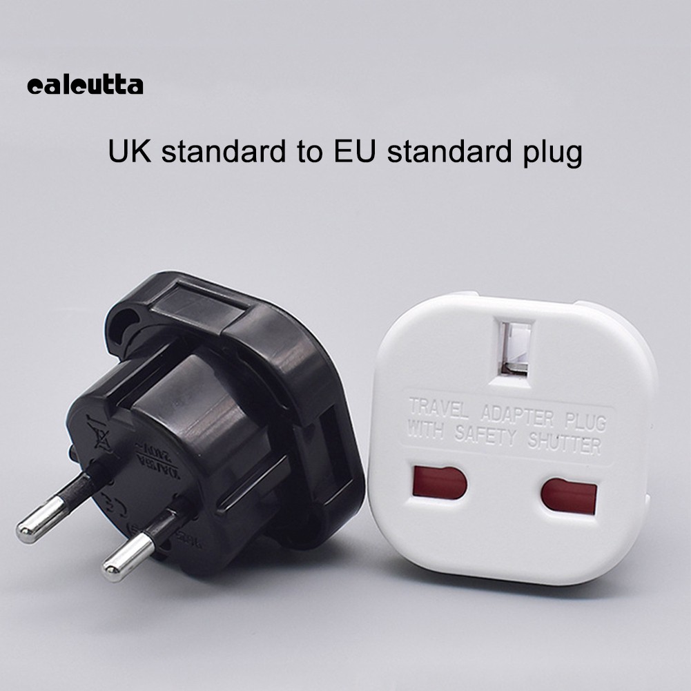 Đầu chuyển đổi phích cắm tường UK sang phích cắm chuẩn EU/AC mang theo du lịch tiện dụng