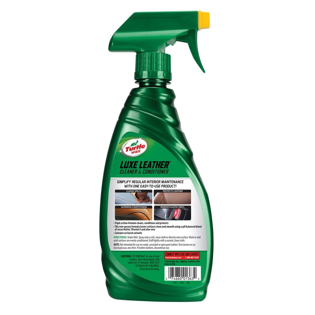 Dung dịch làm sạch &amp; bảo dưỡng nội thất xe hơi Turtle Wax Luxe Leather cleaner &amp; Conditioner 473ml ducthanhauto