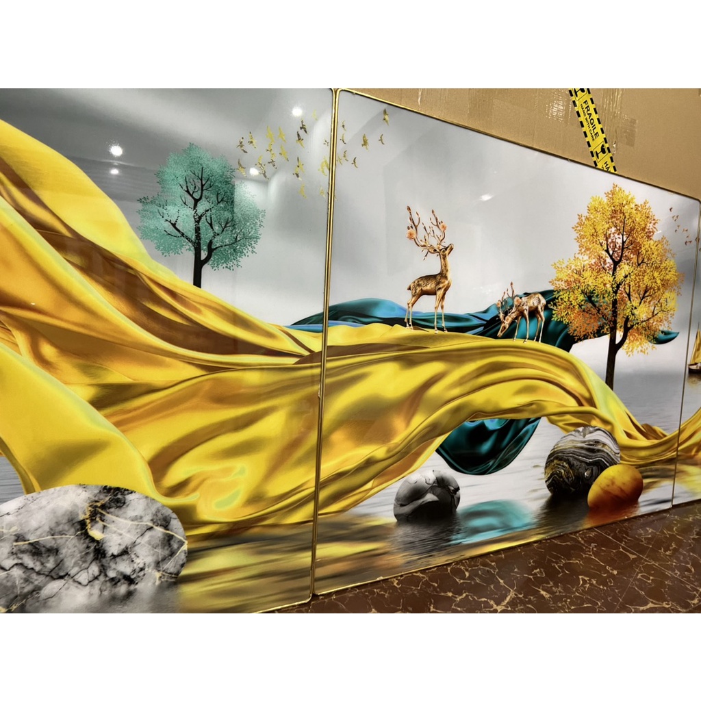 Tranh Treo Tường Hươu Sao Bộ 3 Bức Treo Phòng Khách/ Phòng Ngủ/ Game Gaming/ làm Quà Tặng