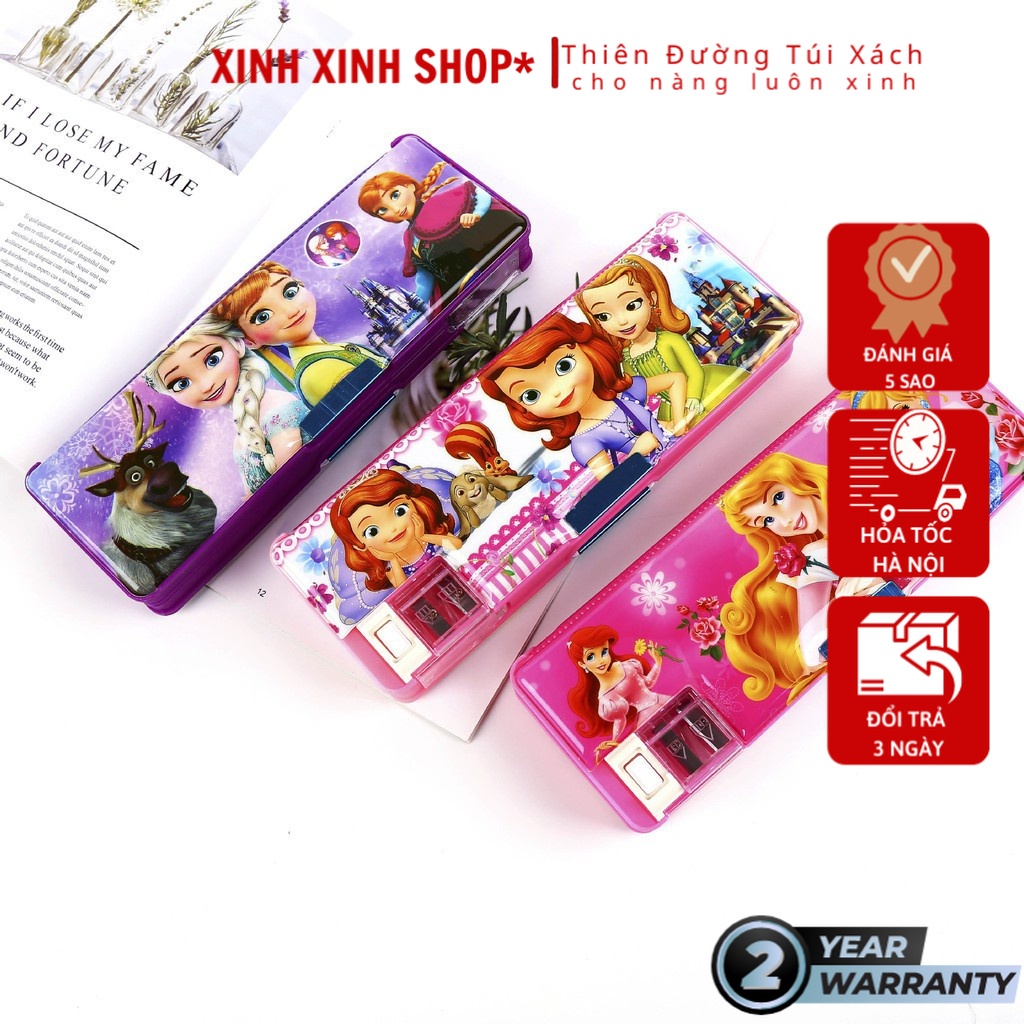 Hộp bút nhựa từ tính 2 mặt kèm gọt đẹp cho bé trai và gái siêu xinh-cute-dụng cụ học tập dễ thương cần thiết cho con yêu
