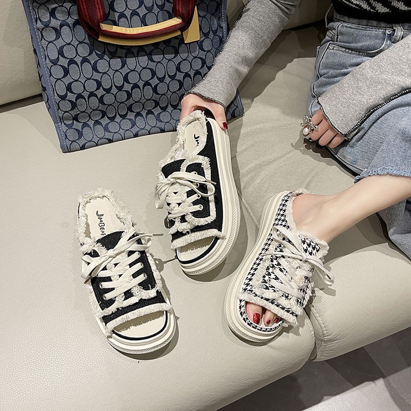 Jiashucheng Giày Sandal Vải Canvas Đế Dày Thời Trang Cho Nữ