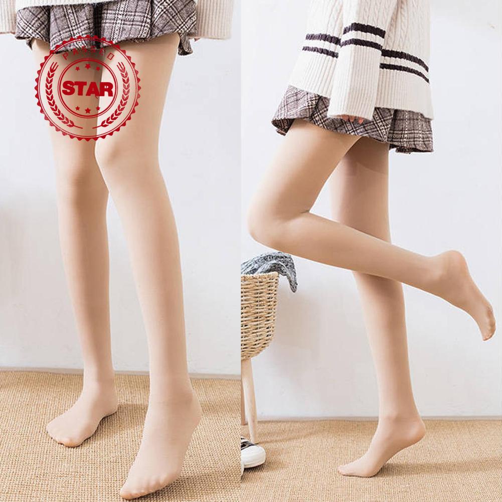 Quần Legging Vải Lông Dày Dặn Màu Nude Thời Trang Mùa Đông Cho Nữ C1I2