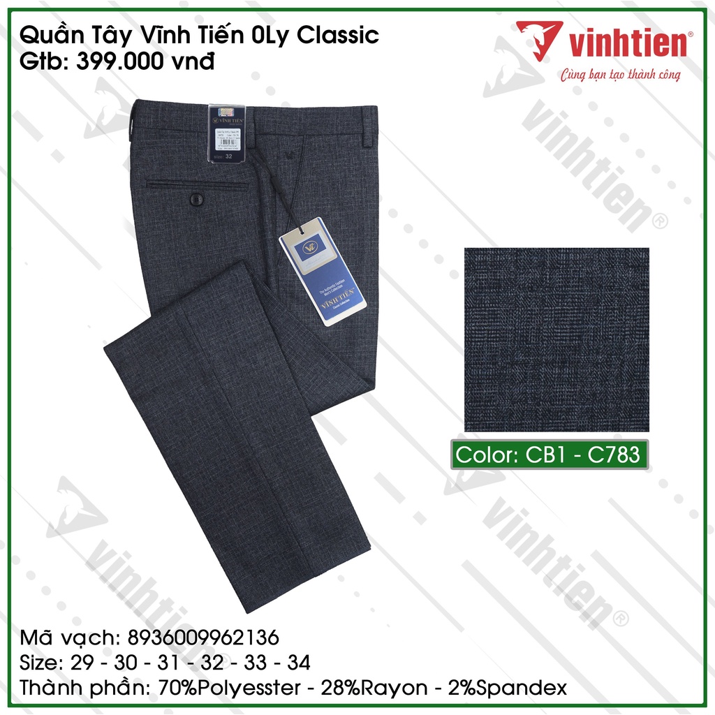 Quần Tây 0ly VT Classic 399 Vĩnh Tiến - Nhiều Màu