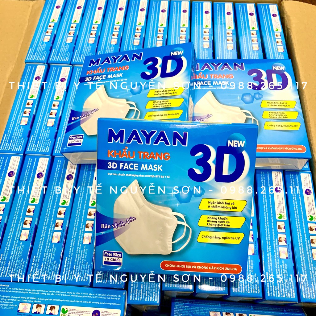 Khẩu trang Mayan PM2.5 thiết kế 3D ôm sát chất lượng cao - hộp 10 chiếc