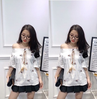 [Tặng Mã 70K – Hàng Chính Hãng] Áo trễ vai thêu