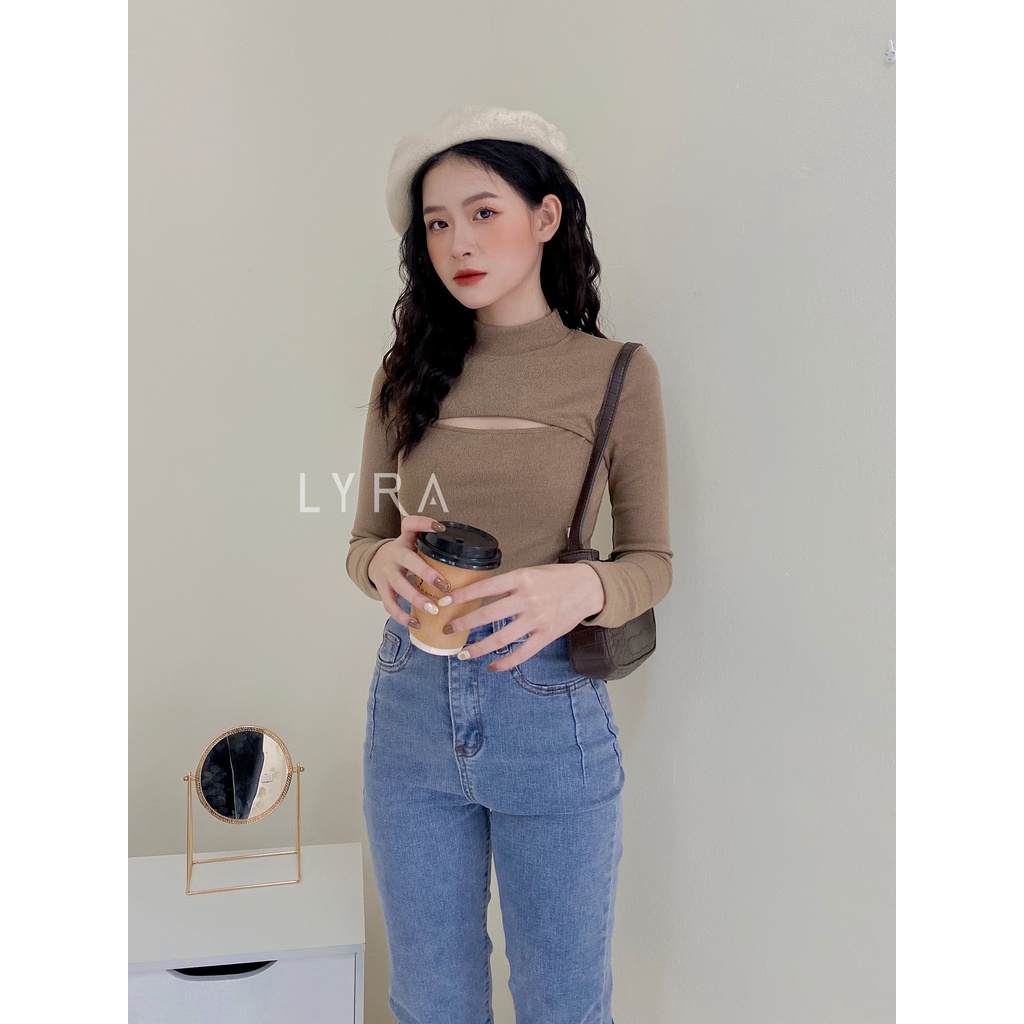 Áo len tăm cổ 3 phân cutout ngực thiết kế by LYRA. chất len nhung lỳ dày dặn các tính-LYTAO322 | BigBuy360 - bigbuy360.vn