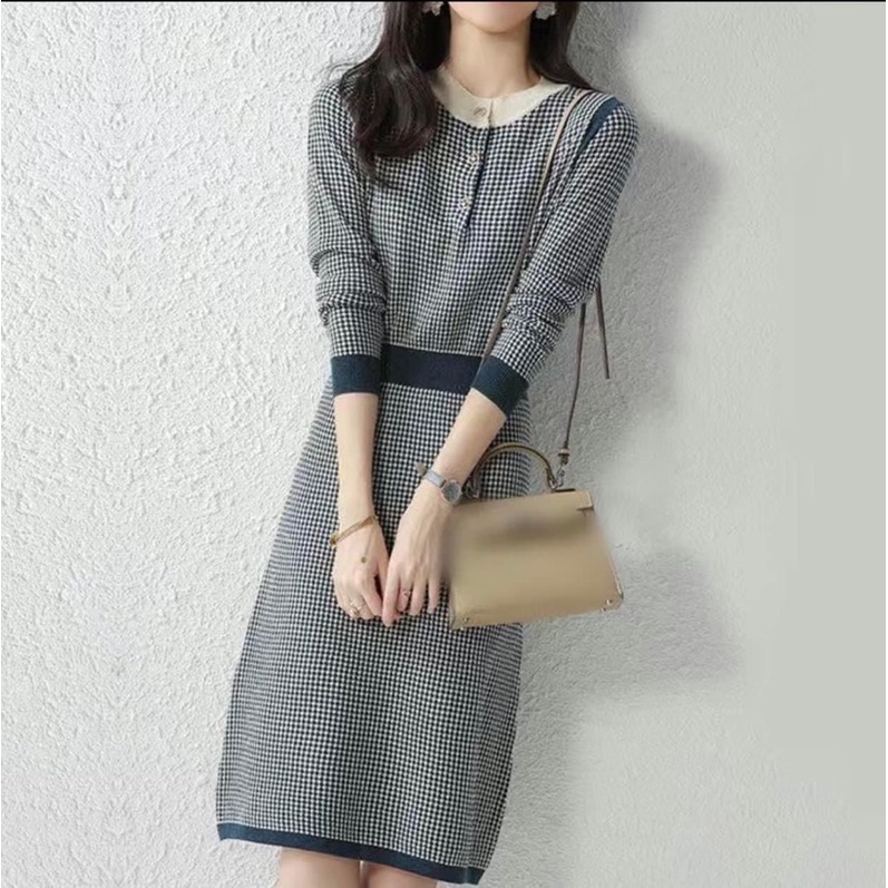Váy len liền thân zikzak cho cô nàng công sở