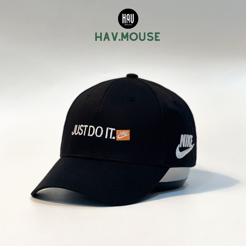 Nón kết Mũ lưỡi trai Just Do It đen logo thêu trắng tinh tế Free size dành cho nam và nữ