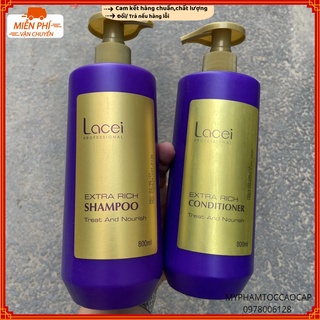 Combo gội xả Lacei cao cấp dưỡng ẩm tóc khô xơ siêu mượt 800mlx2 HÀNG CHINH HÃNG