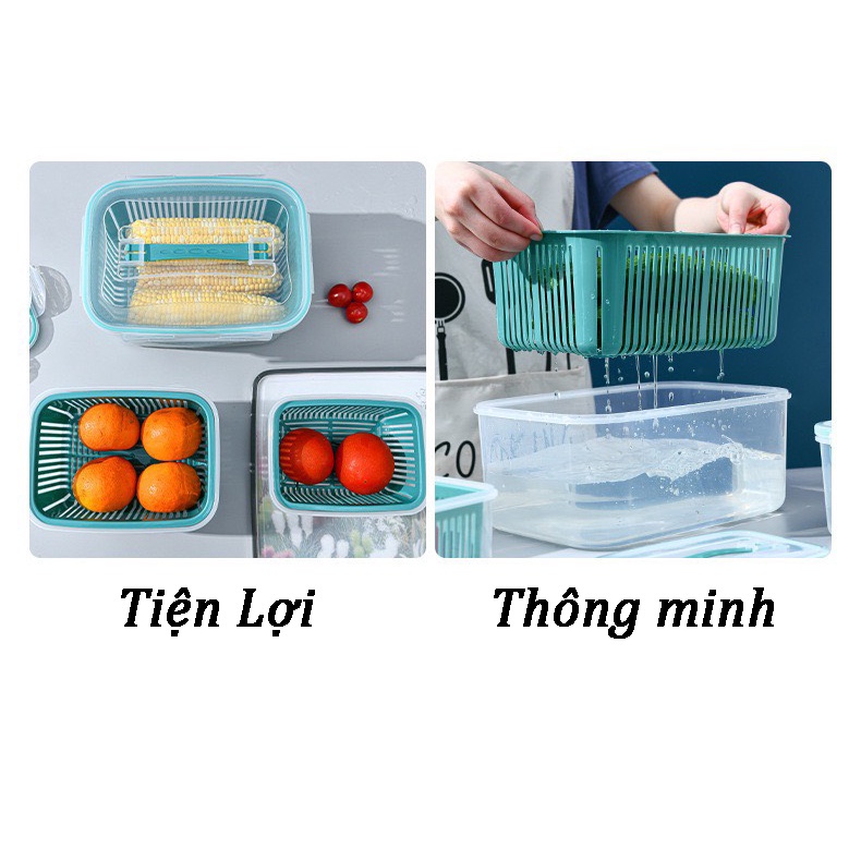 Hộp đựng thực phẩm tủ lạnh, Bộ 5 hộp trữ đông bảo quản thức ăn tách nước chất liệu nhựa tupperware cao cấp an toàn
