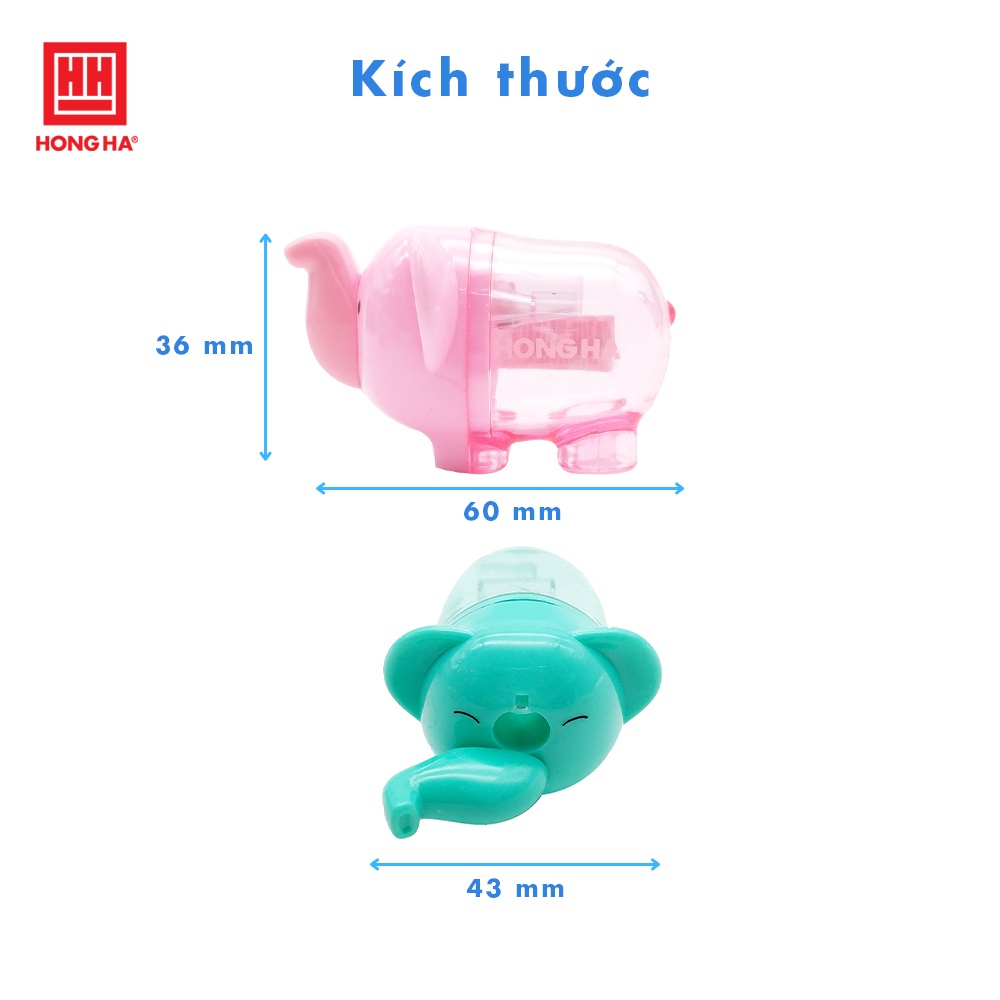 Gọt bút chì hình voi Hồng Hà - 3510,dùng để chuốt các loại bút chì gỗ, bút chì màu, sáp nhựa.